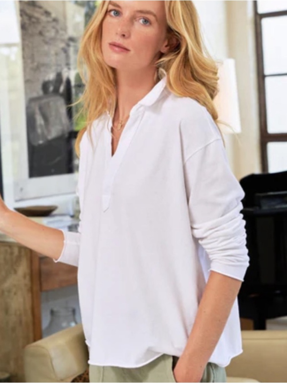 Frank & Eileen Patrick Popover Henley White Heritage Jersey small